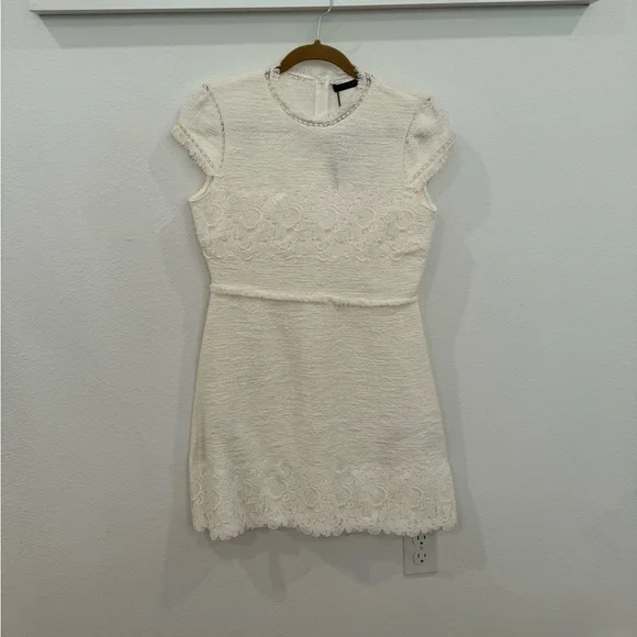 ZARA NWT White embroidered tweed mini dress | Size M - Picture 2 of 12